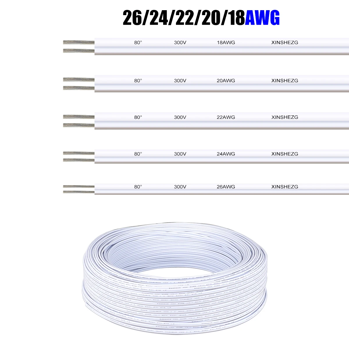 2Pin Electrical Wire Flexible Extension Cable 26/24/22/20/18AWG LED Strips Extension Wires For 5050 Strip Lights JST Connector