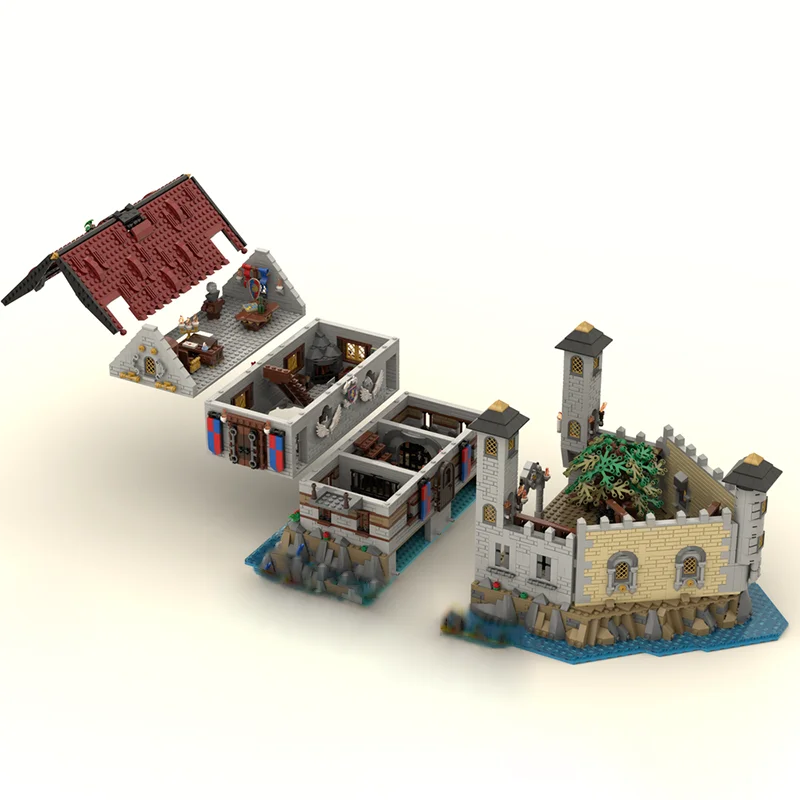 Moc série de arquitetura medieval castelo prisão medieval técnica tijolo diy conjunto montagem brinquedo aniversário das crianças presente natal