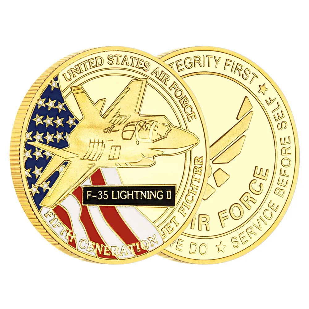 الطائرات المقاتلة الأمريكية العملات العسكرية سلاح الجو F-35 البرق المقاتلة العملات التذكارية التحدي عملة ديكور المنزل #3