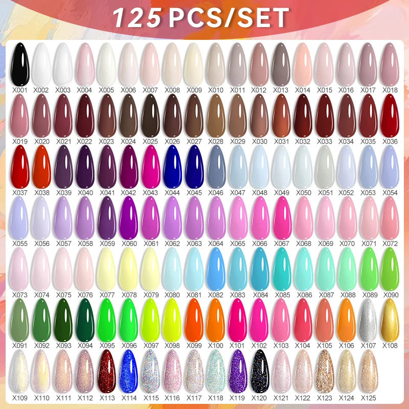 LILYCUTE 129 Pcs/Set Gel Nail Polish Set 7ml Summer Glitter Sparkling For Manicure Long Lasting Soak Off Nail Art UV Gel Varnish