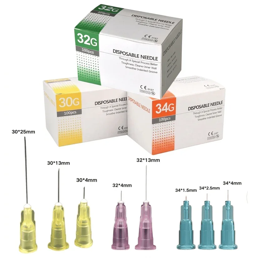 30G 32G 34G Luer Lock Mesotherapy Needle Disposable Sterile Injection Meso Needles for Skin Booster 100Pcs/Box