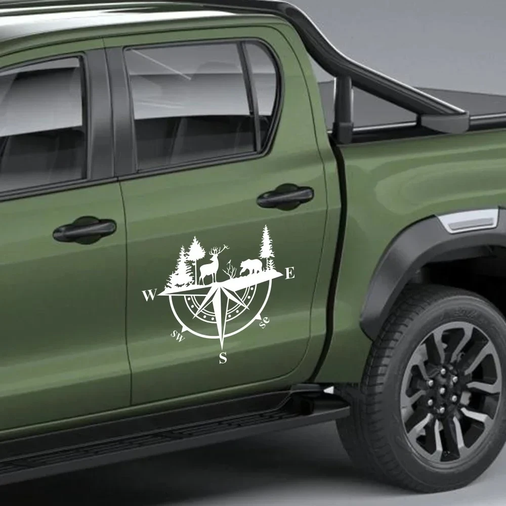 Pegatina Decorativa para Coche con Diseño de Ciervo, Oso y Paisaje Natural, para Camioneta, Furgoneta, Caravana, Accesorios de Decoración y Tuning para Auto