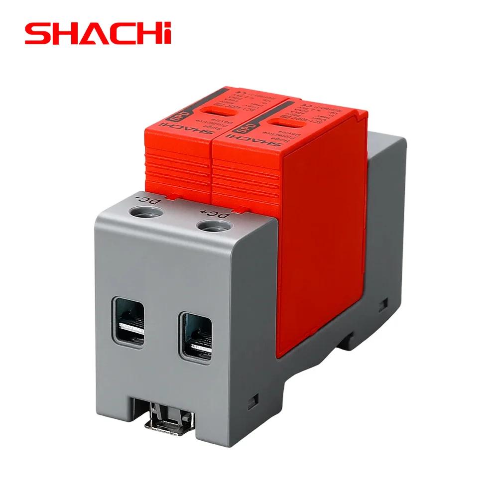 SHACHI SPD 2P DC Surge Protector 500V 600V 800V 1000V, Suitable for Lightning Protection of Photovoltaic Solar Energy Systems