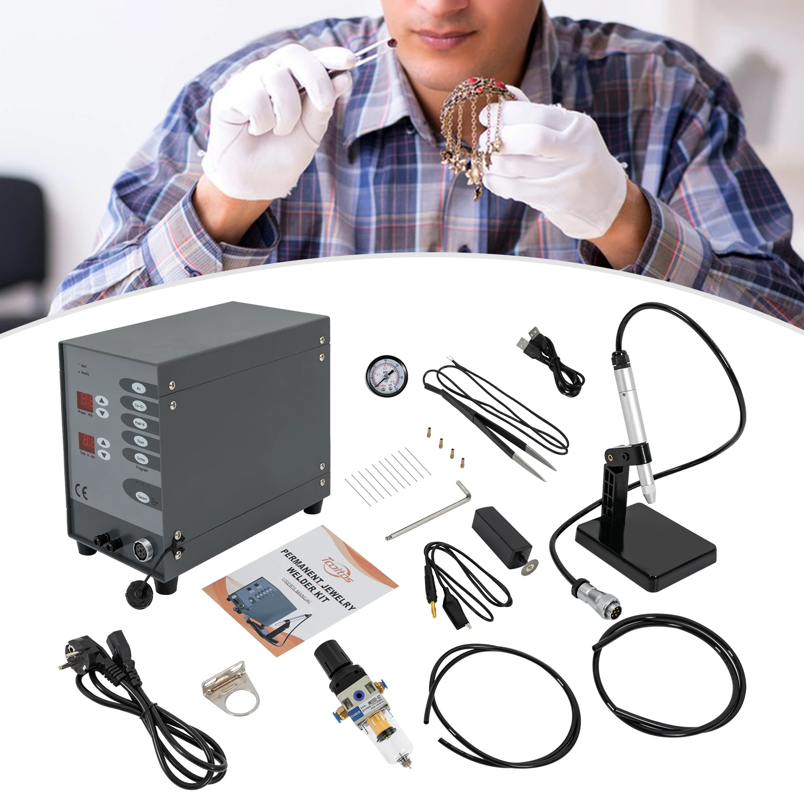 100W Automatic Spot Welder Pulse Argon Arc Welding Machine Jewelry Welding Jewelry Repair Tool  50A-600A