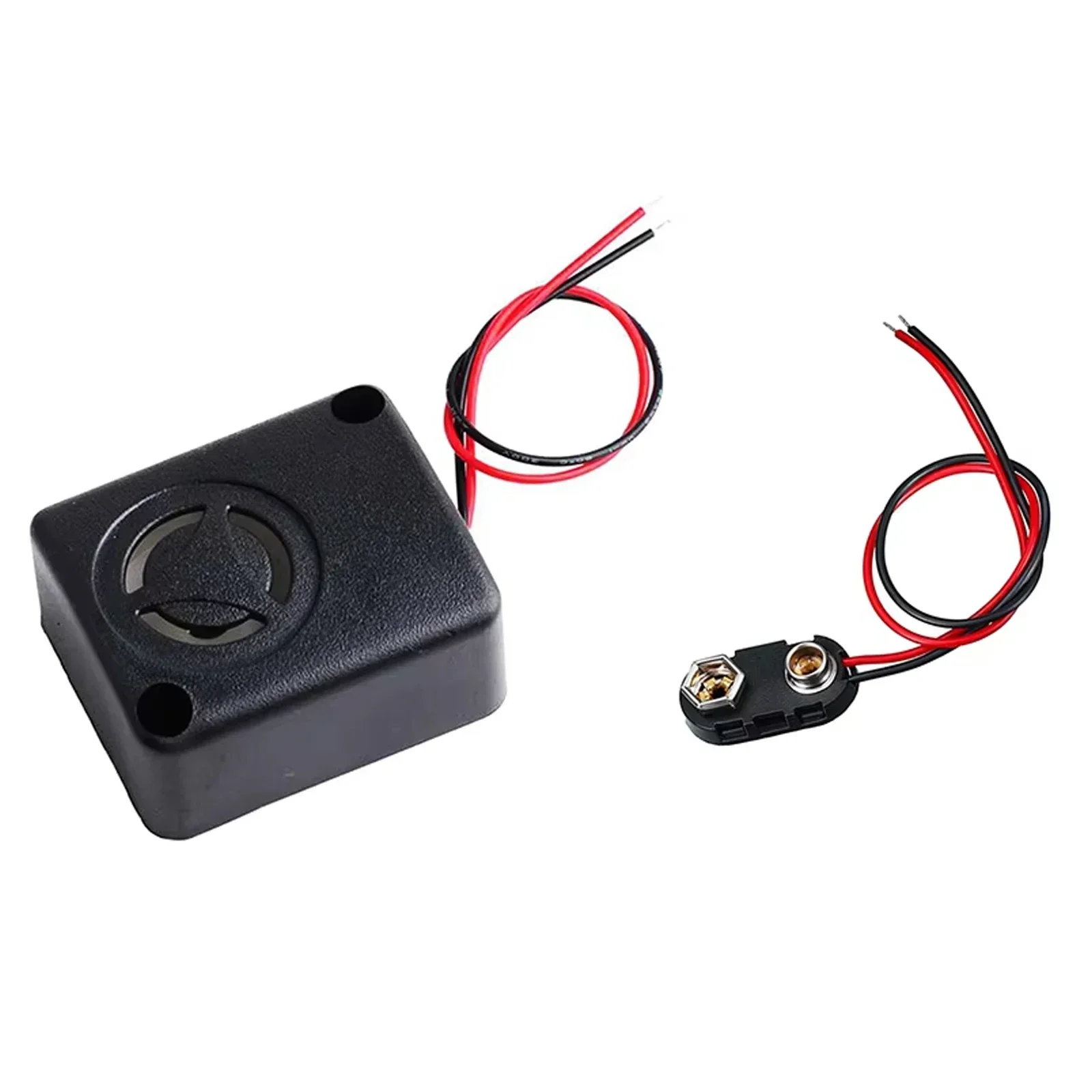 12V DC Black Mini Piezo Alarm Siren 110dB Anti-Theft Buzzer for Car Insurance Safes with 9V Battery Buckle