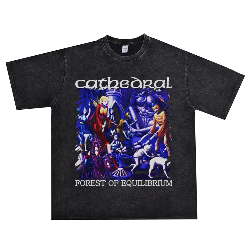 

Европейская и американская футболка Bad Luck Heavy Metal Rock Band CATHEDRAL Has Washed and Aged Ins Y2k, горячая распродажа, новый бренд