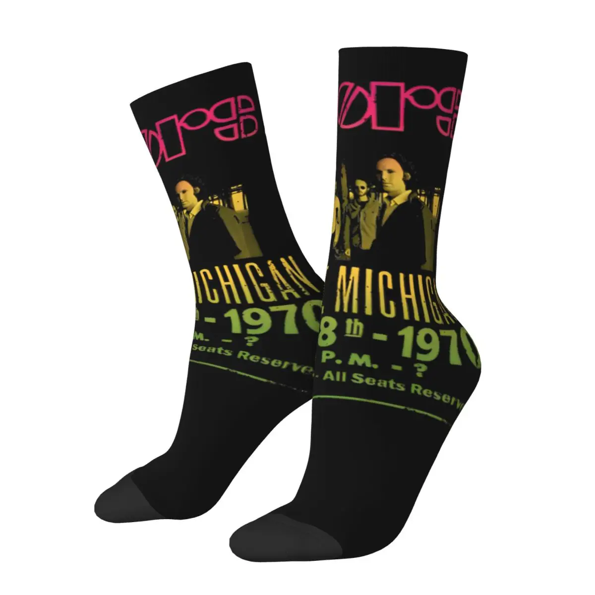 

Funny Rock Music 60s Soccer Socks Jim Morson The Doors Band Polyester Crew Socks for Women Men Sweat Absorbing