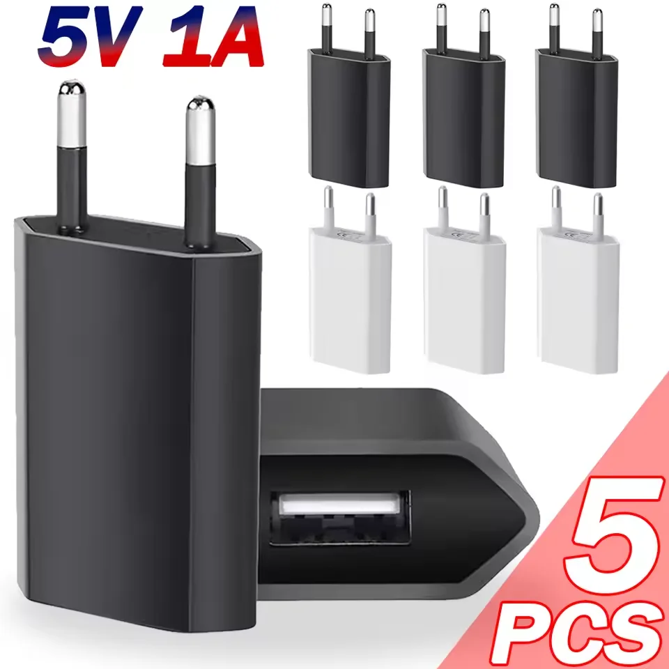 5V 1A Universal USB Charger EU Plug Mobile Phone Charger Wall Power Adapter for iPhone Samsung Xiaomi Travel Portable Chargers