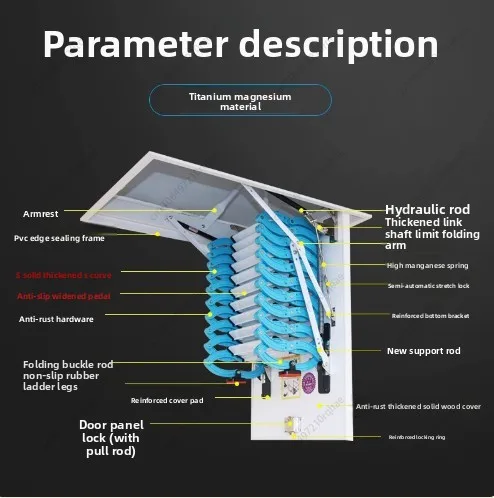 

Electric Loft Stairs Remote Control Ceiling Folding Telescopic Ladder Gift Handrails