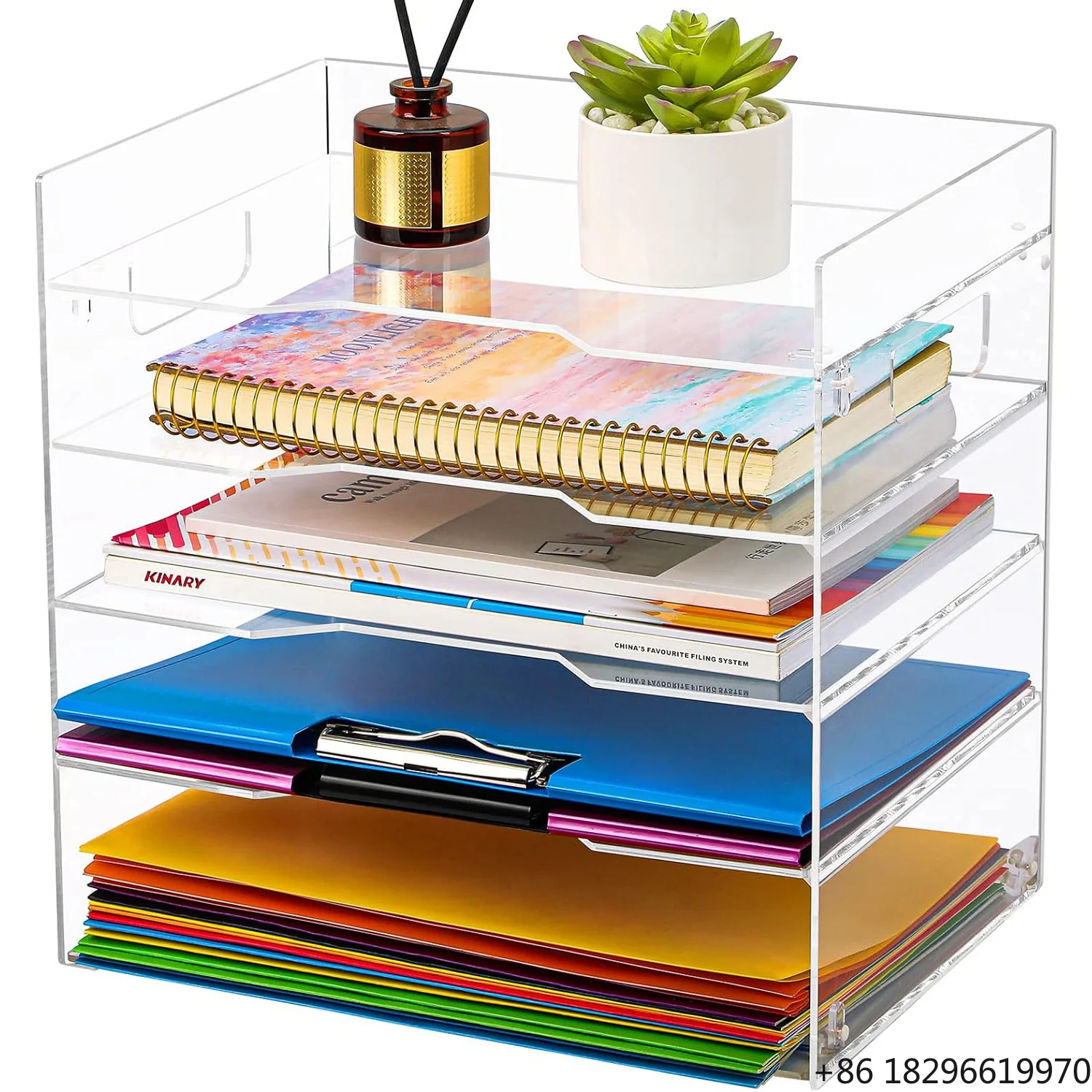 Desk Paper Organizer Tray Acrylic File Storage Organizer Desktop Letter Tray Office Desk Accessories Organizers