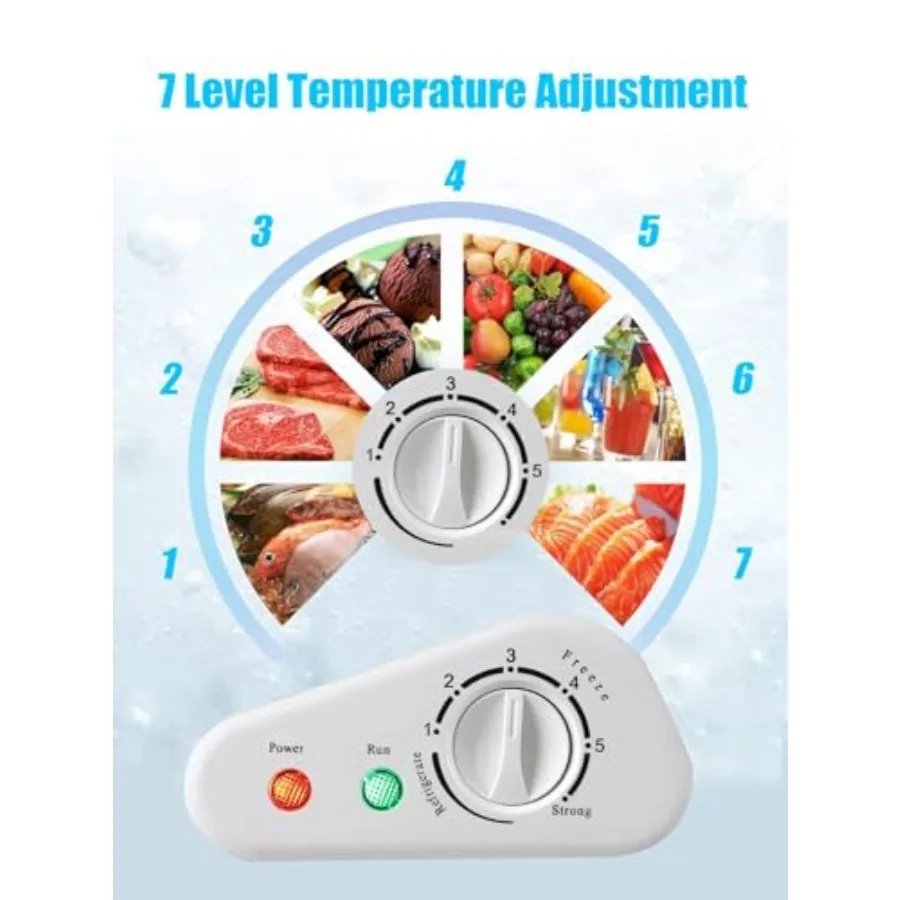 فريزر صدر مدمج 7.0 قدم مكعب مع باب مفتوح علوي وسلة تخزين قابلة للإزالة للاستخدام المنزلي أو المرآب 7 سرعات لدرجة الحرارة #4