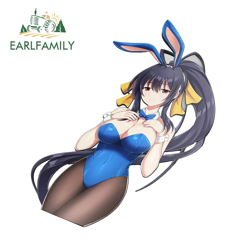 EARLFAMILY 13cm for NSFW Hentai Akeno Himejima Car Sticker Bunny Girl Sexy Anime Auto Decal Air Conditioner Personality Decals