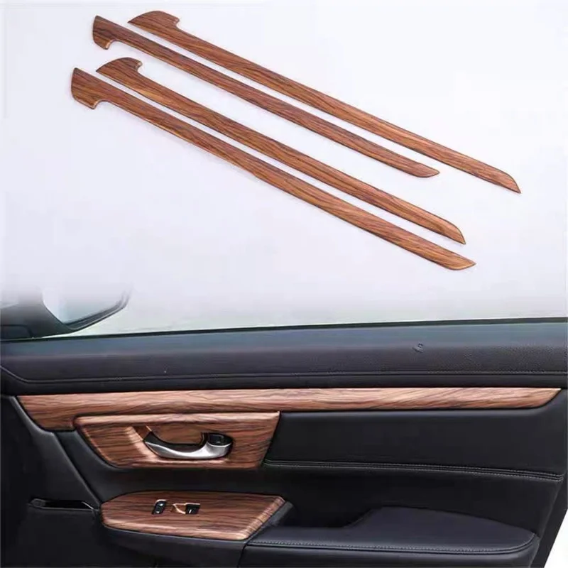 

For Honda CRV 2017-2020 Accessories Car Inner Door Strips Frame Cover Decals Peach Wood Grain Interior Decoration Trims Stickers