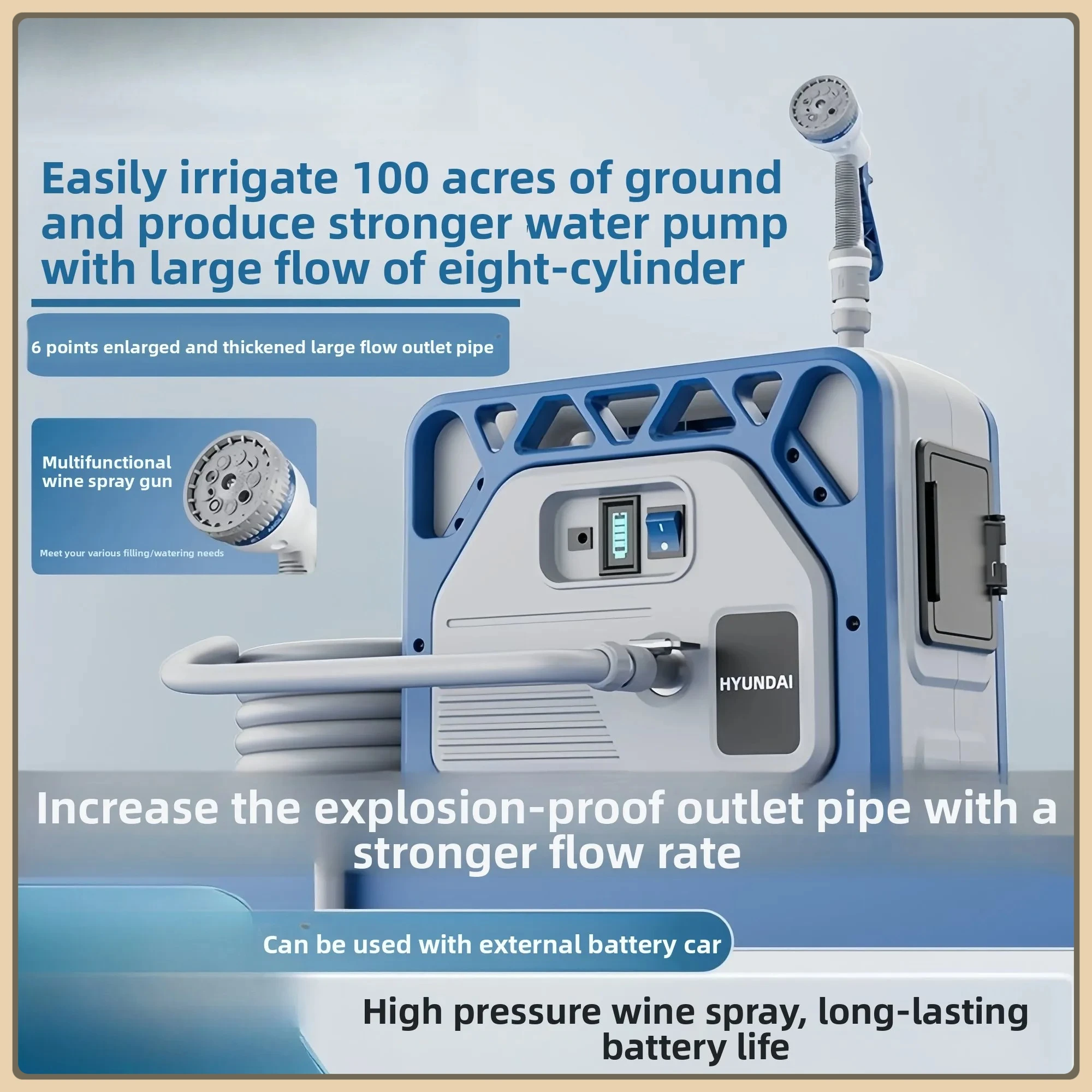 

НОВЫЙ 2025 современный насос для полива овощей, высокое давление, высокая мощность, литиевая батарея, многофункциональный портативный бытовой уличный насос