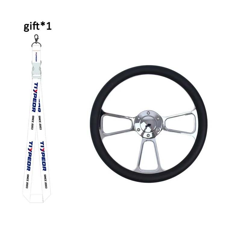 High Quality Retro Microfiber Leather Racing Steering Wheel With Three Spoke Chrome Plated Bracket Interior Accessory
