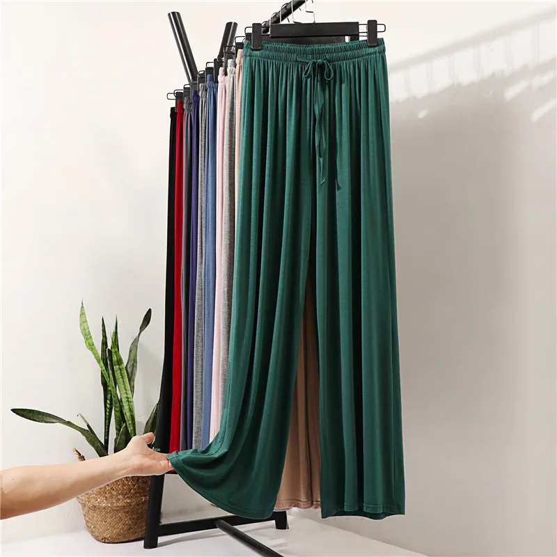

Women's Casual Pants Long Wide Leg Pants Ice Silk Floor Mopping Pants Women's High Waist Copper Ammonia Loose Thin Pants Pijama