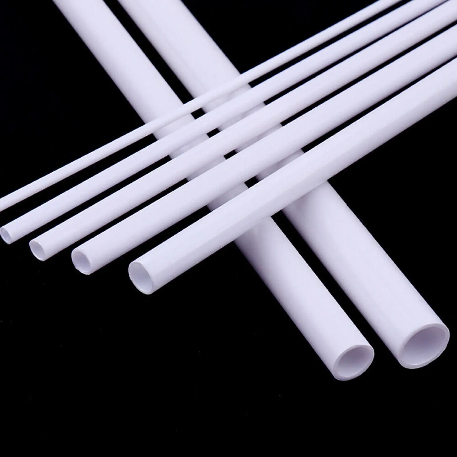 5Pcs White ABS Round Plastic Pipe Tube Hollow Pipe OD 2/2.5/3/4/5mm x Length 250mm DIY Handmade Sand Table Material Model