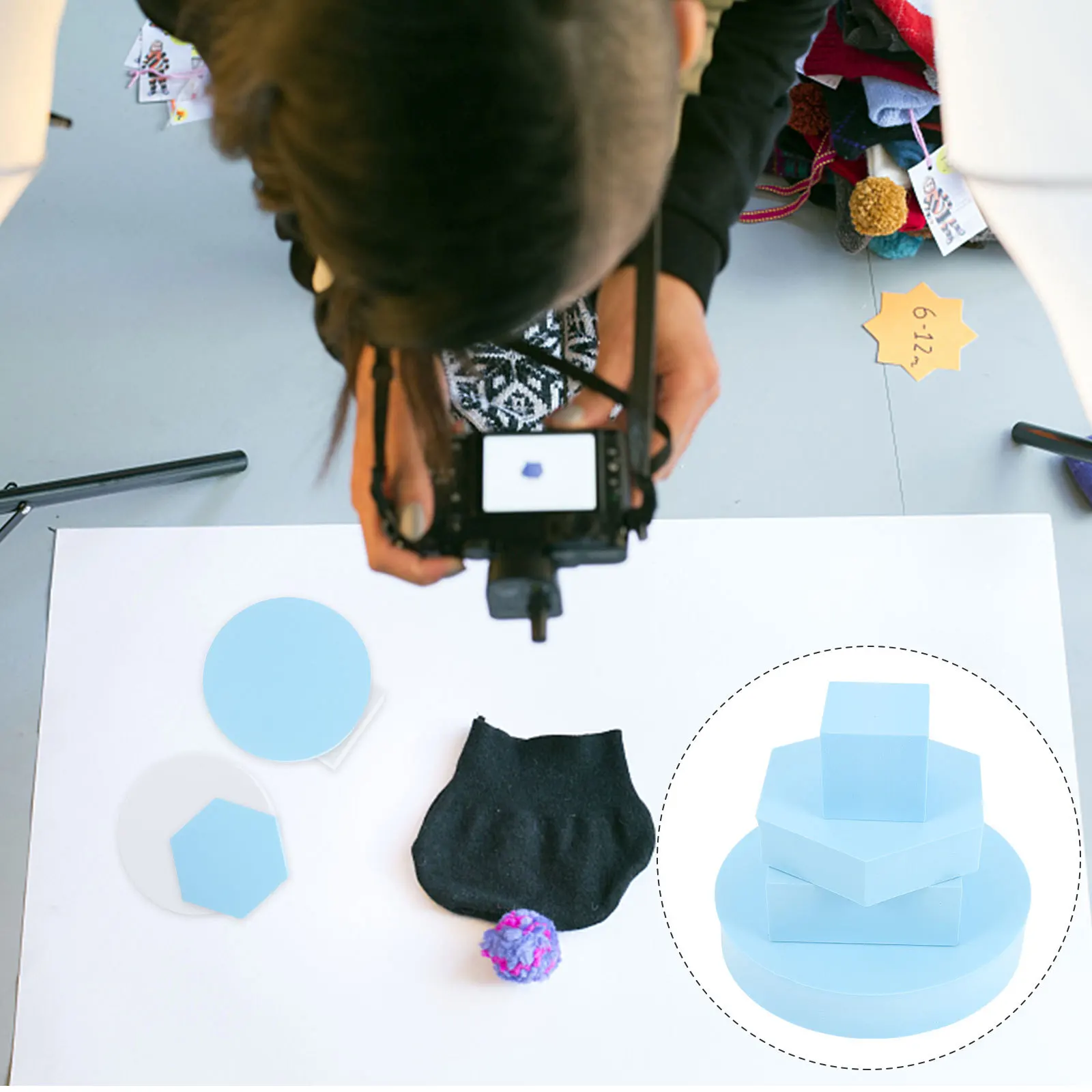 

4 pcs Geometric Cube Photo Props Lightweight Foam Photography Background Decor For Jewelry Food Shoots Reusable Chic