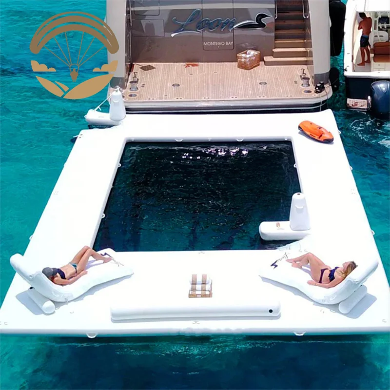 Yacht Boat gonfiabile galleggiante Ocean Sea piscina oceanica con sedie a rete piscina per Yacht Sea Pool Slide Dock Platform