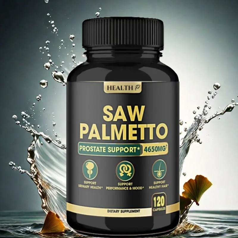 HEALTH Saw Palmetto Capsules - Combined with Ashwagandha, Turmeric, Tribulus, Maca, Green Tea, Ginger-Natural Prostate Support