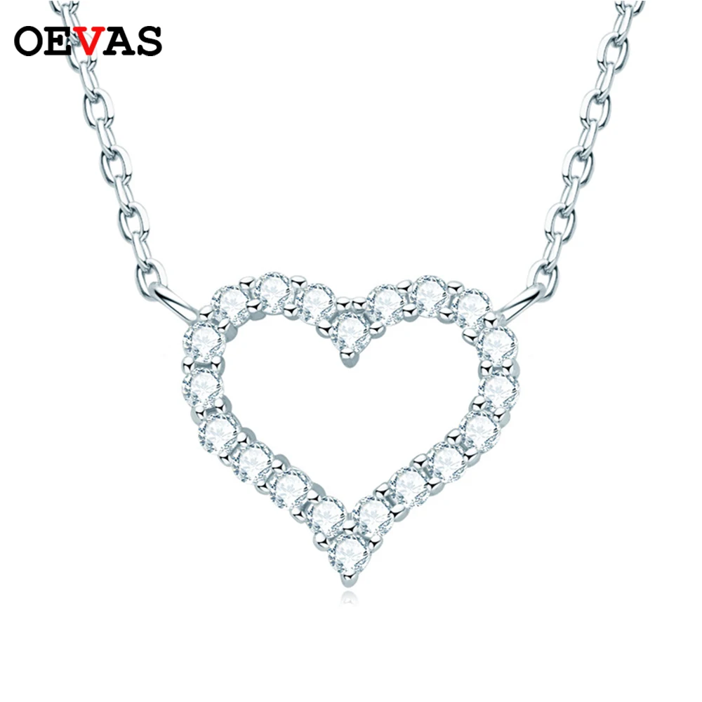 OEVAS 100% 925 Sterling Silver Real 1.5/2mm Moissanite Pendant Necklace Earrings For Women Sparkling Wedding Party Fine Jewelry