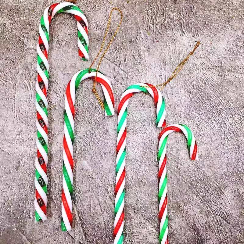 Christmas Candy Canes Acrylic Xmas Tree Hanging Twisted Crutch Pendant New Year Christmas Party Home Decoration Ornaments Gifts