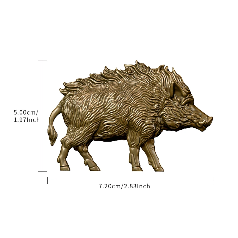 Solid Brass Wild Boar Figurine, 5cm Vintage Pig Statue, Paperweight, Feng Shui Wealth Home Office Decoration,Animal Model