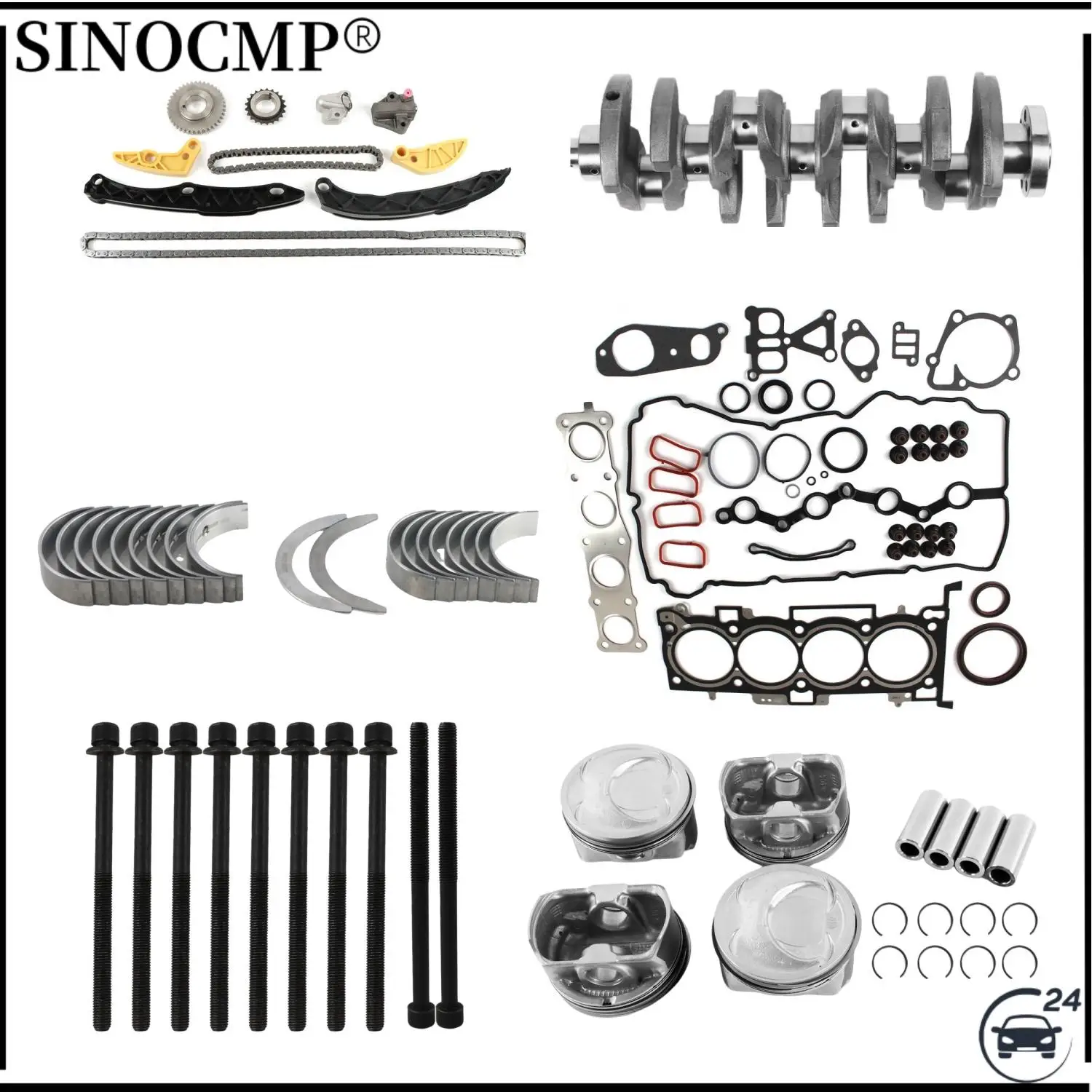

G4KJ Engine Overhaul Package Crankshaft Timing Chain Piston Set 223202C400 23111-2G200 2102025120 234102G500 For KIA Hyundai