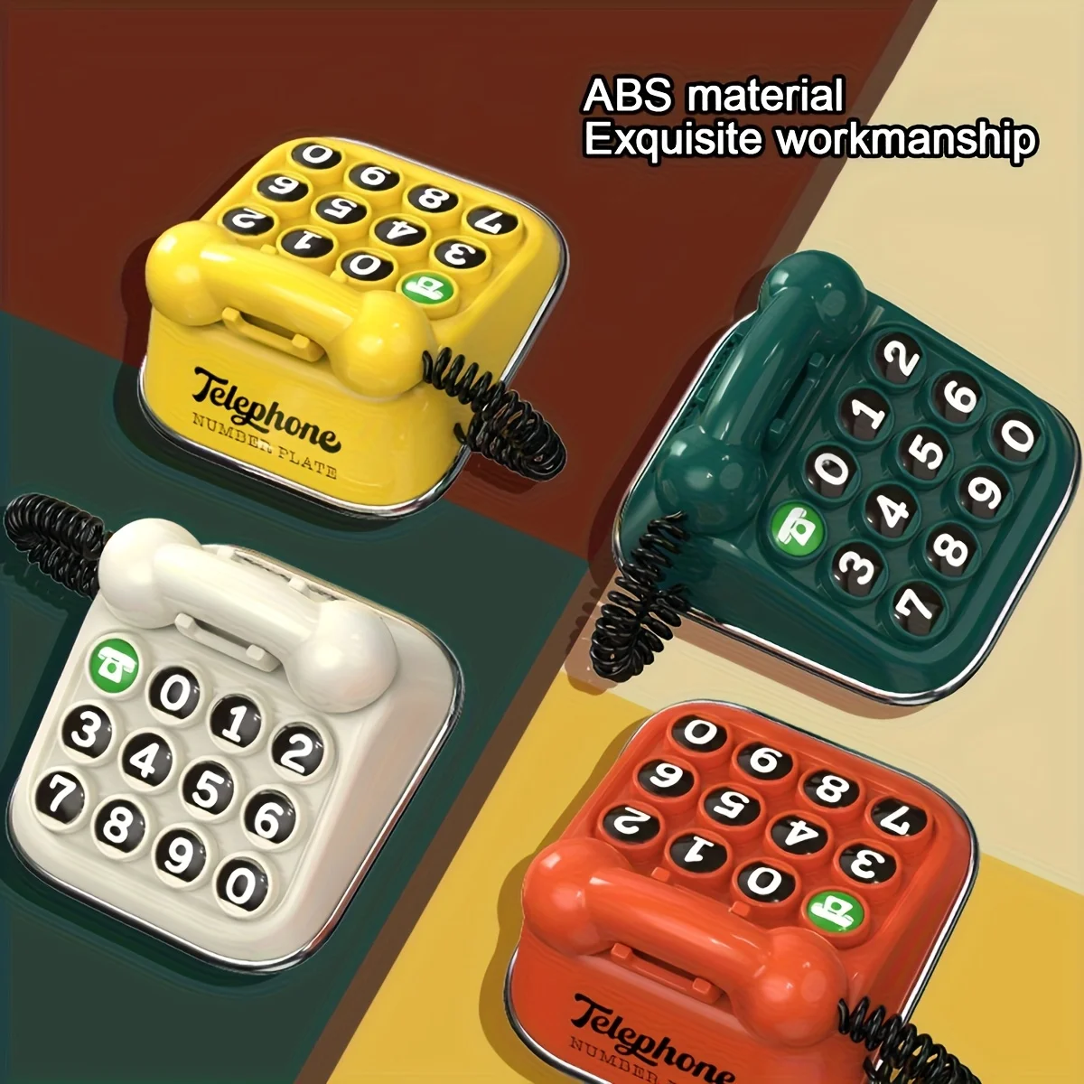 Retro Telephone Temporary Parking Number Plate Privacy Hide Car Phone Number Sign Creative Car Dashboard Ornament Tool