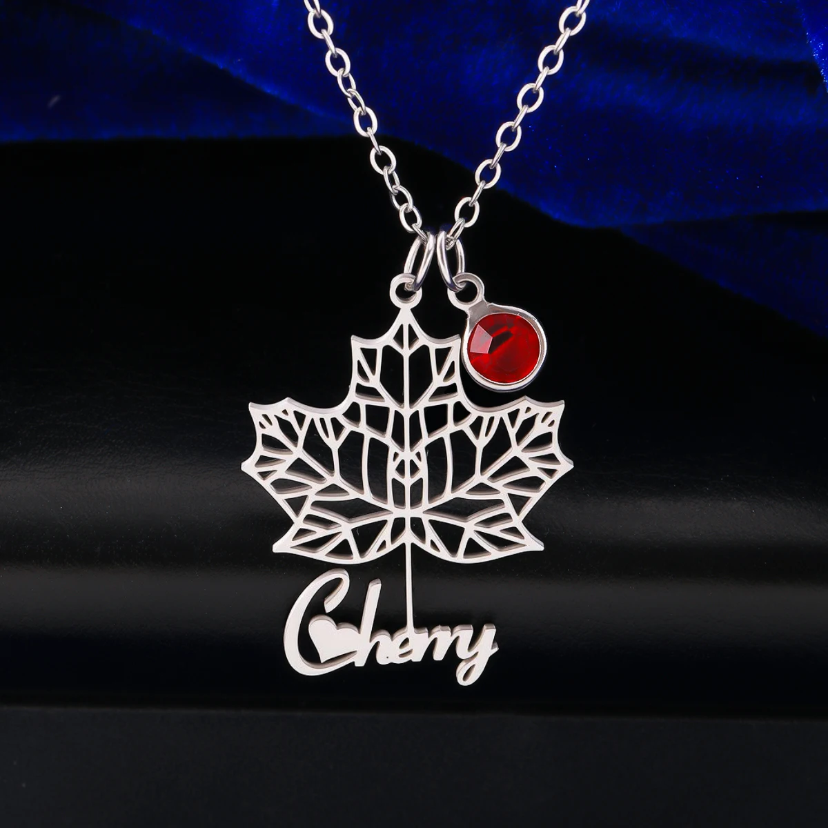 

Todorova Personalized Custom Name Stainless Steel Autumn Maple Leaf Necklace For Women Men Hollow Leaves Pendant Jewelry Gift