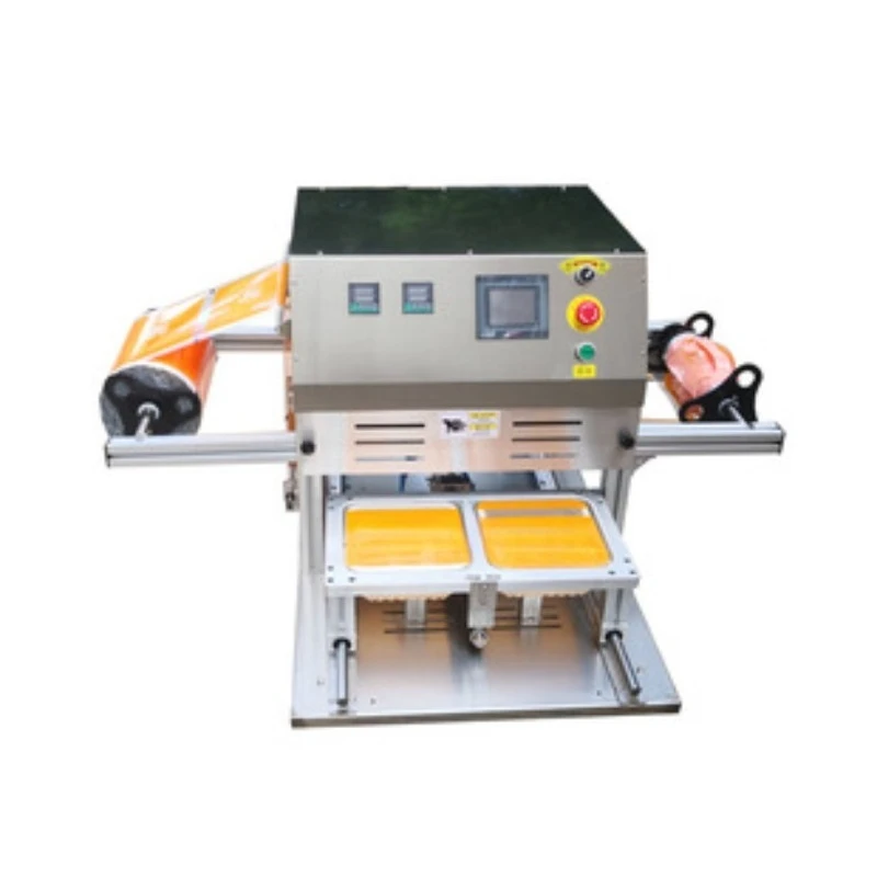 Plastic box sealing machine pp tray sealing machine, plastic lunch box packaging machine