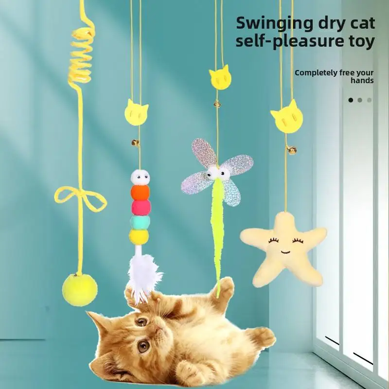 Random Hanging Cat Toy Elastic Rope Feather Cat Stick Hanging Door Interactive Play Toy Pet Supplies For Cats And Dogs