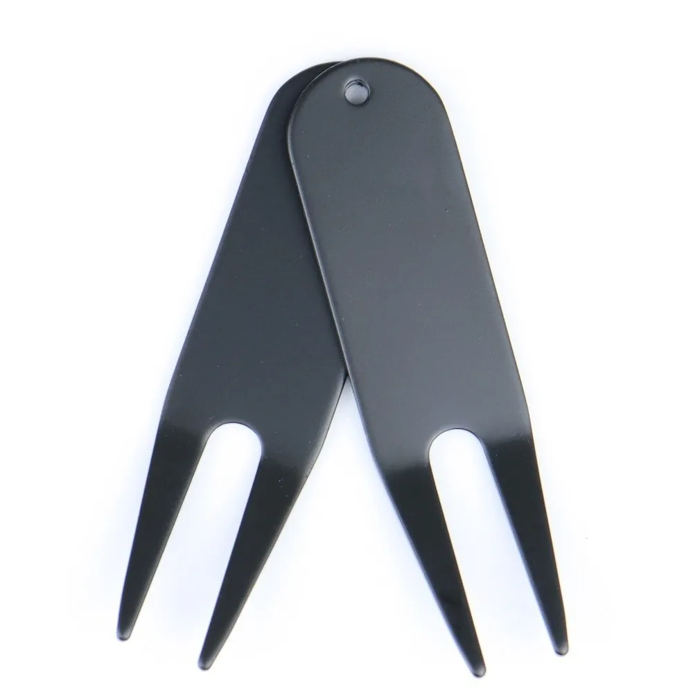 Metal Bending Golf Divot Repair Tool Two-Prong Slim Flat Golf Divot Tool Aluminum alloy Hanging Hole Fairway Repair Fork