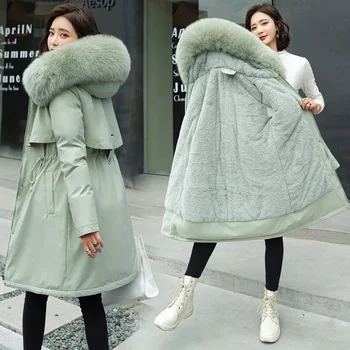 Winter Jacket 2026 New Women Parka Clothes Long Coat Wool Liner Hooded Jacket Fur Collar Thick Warm Snow Wear Padded Parka 6XL 3