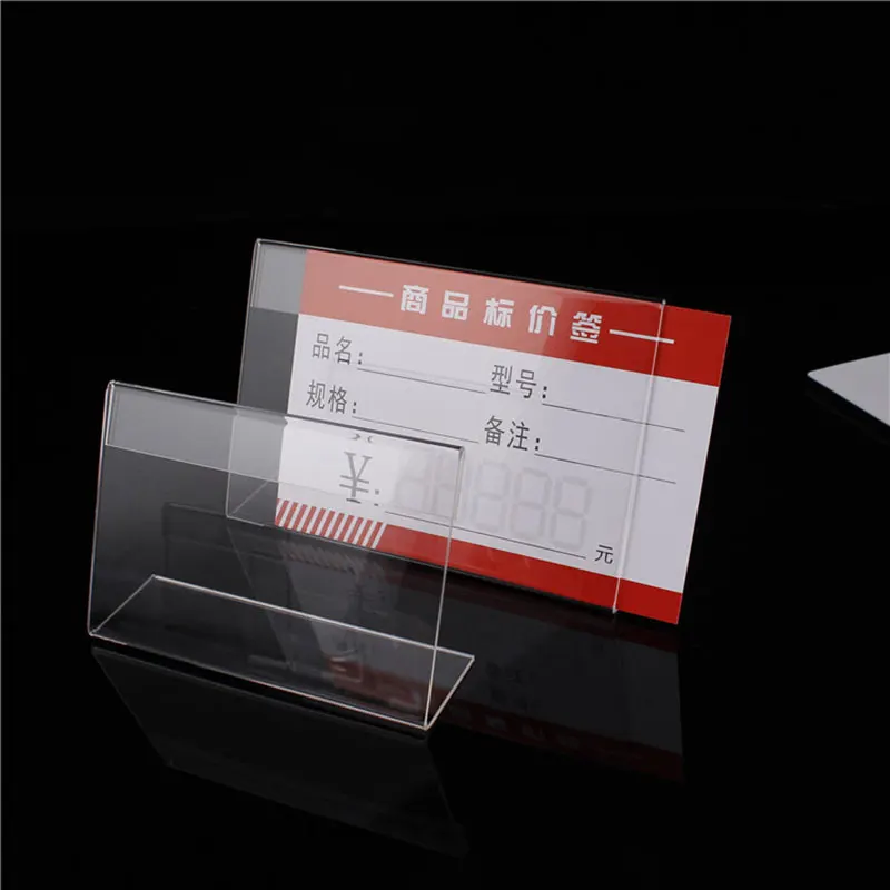 10pcs Acrylic Clear Plastic Stand Desk Sign Label Frame Price Tag Display Paper Card Holders Frame L-shaped Transparent Card