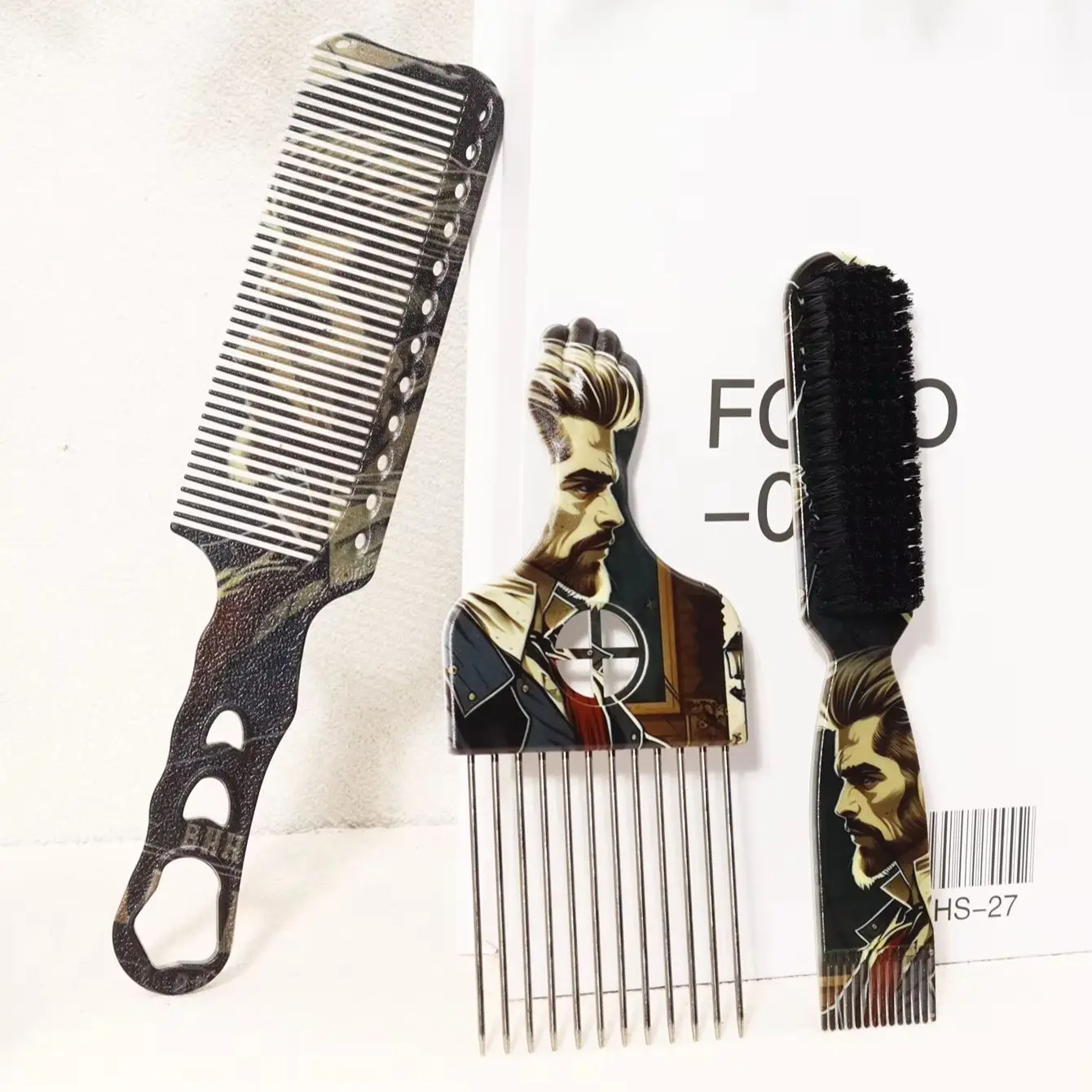 3pcs men's hair cutting and cleaning tools - multifunctional beard styling brush, African hair curling tool
