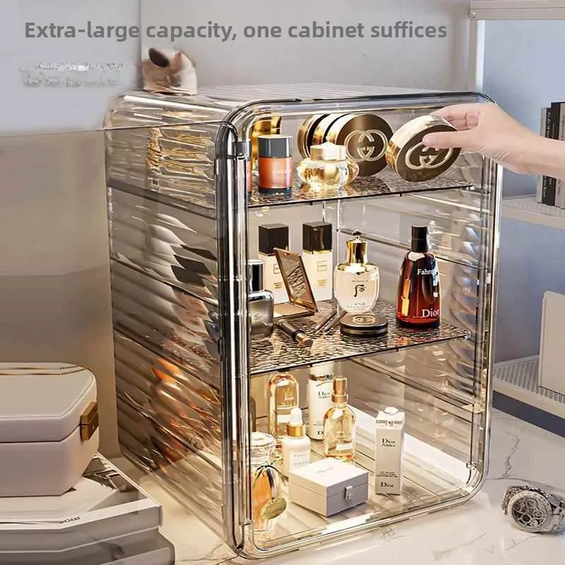 Acrylic Plastic Desktop Organizer Box Transparent Cosmetic Makeup Skincare Storage Box Dustproof Cup Holder Modern Simple Style
