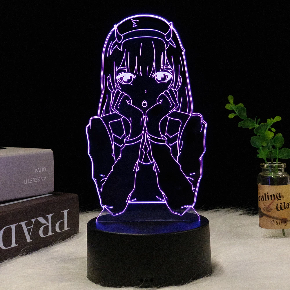 Led Night Light Zero Two Figure Table 3d Lamp for Bed Room Decor Light Anime Waifu Gift Darling In The Franxx Zero Two Lamp