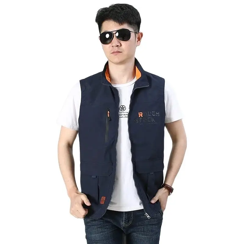 Summer Men Tactical Hiking Fishing Vest Multi-pocket Photographer Waistcoat Outdoor Leisure Male Thin Cargo Jacket Vests M-6XL