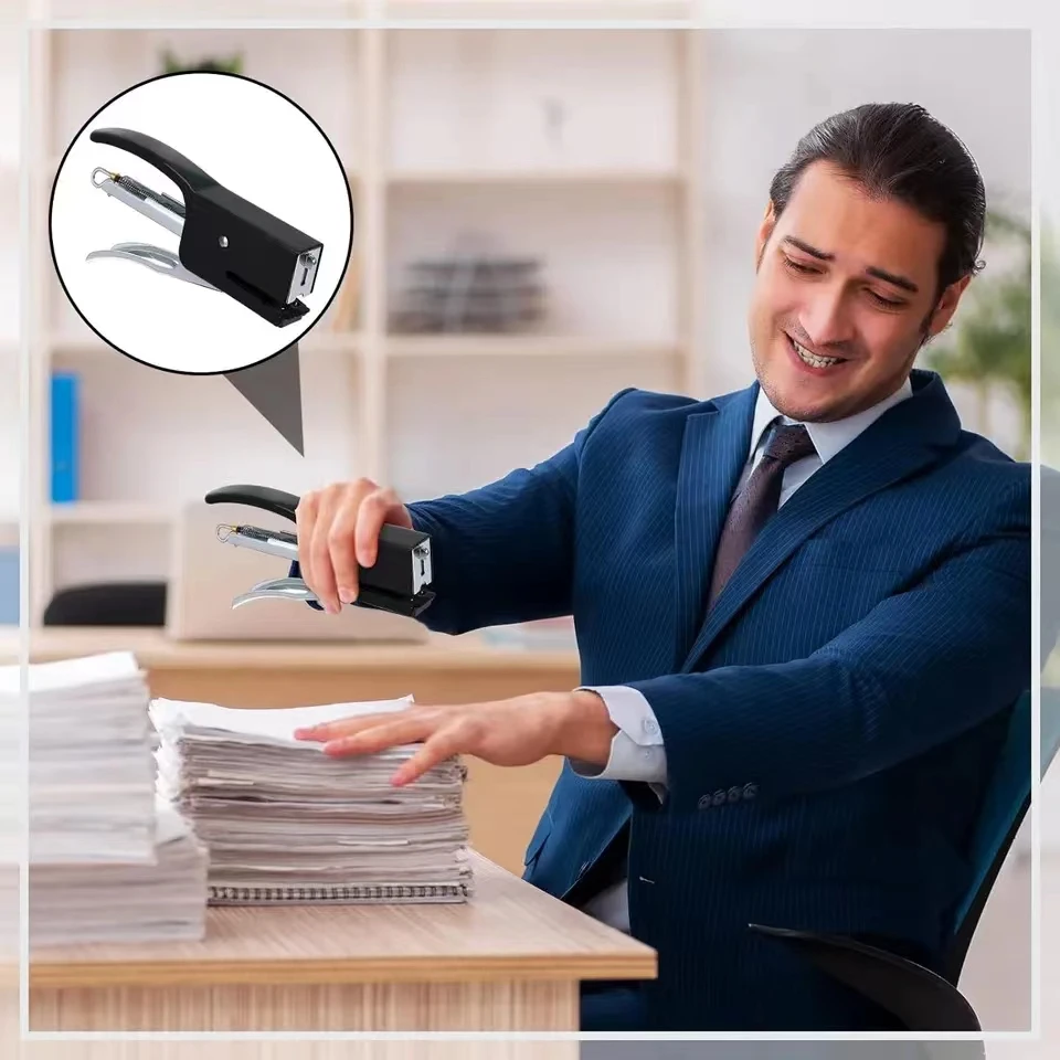 Handheld portable labor-saving stapler, including 1000 binding needles, used for office desk accessories or home office supplies