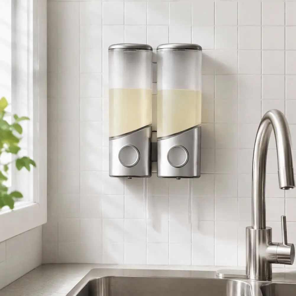 Heavy Duty Plastic Lotion Dispenser Wall Mounted Dispenser Shampoo Conditioner Dispenser 3-chamber Wall Mount for Bathroom