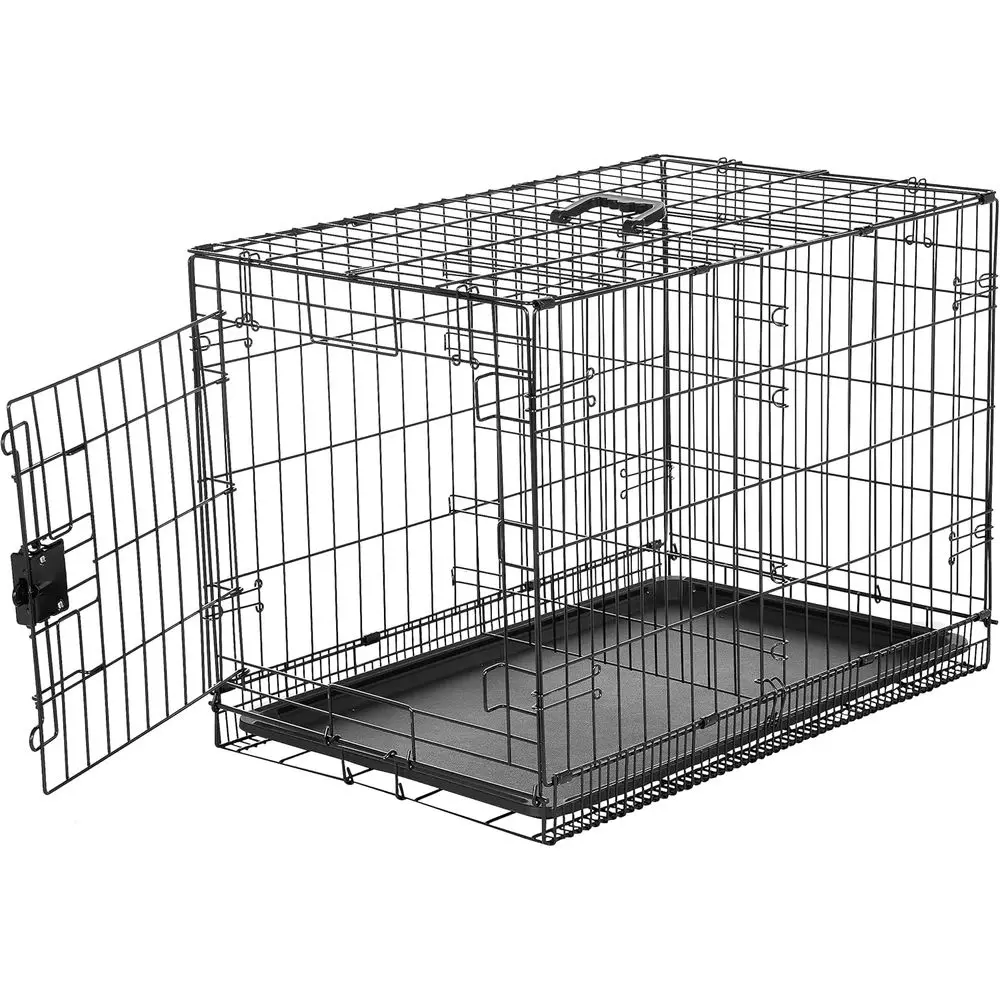 

Durable, oldable Metal Wire Dog Crate with Tray, Single Door, 30 x 19 x 21 in, Black