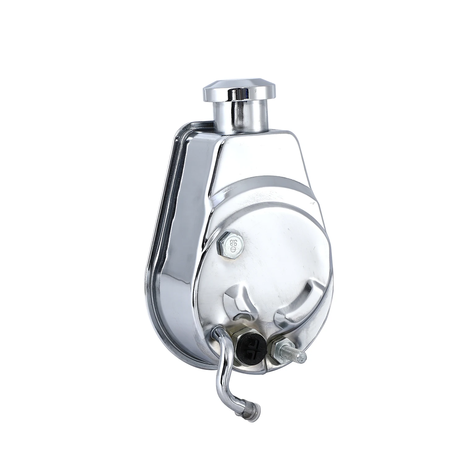 Chrome Saginaw Style Power Steering Pump With Bracket and  Single Groove Pulley for BBC SBC Chevy PSPK-201C