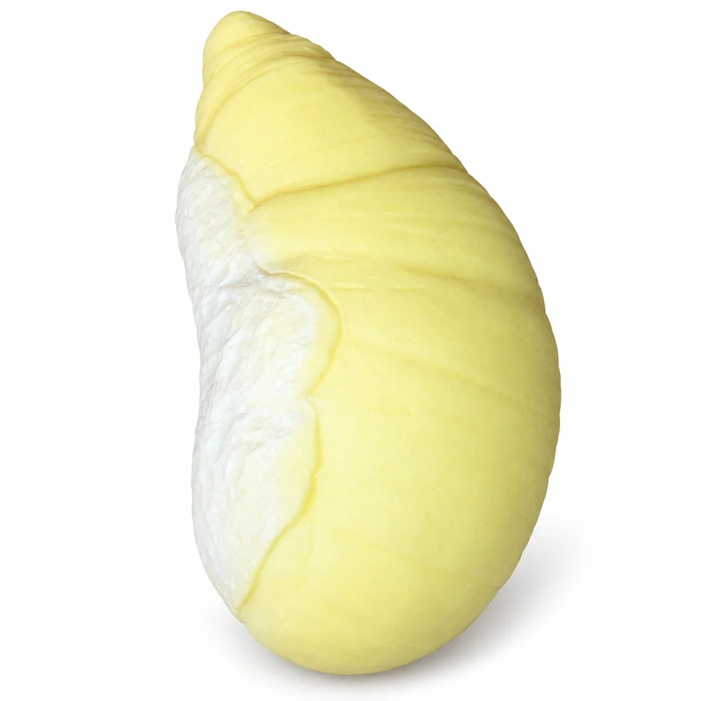 Durian Flesh Squishy Toy Soft Yellow and White PU Foam Slow Rising Fruit Shape Squeeze Fidget Desk Gift for Teens and Adults