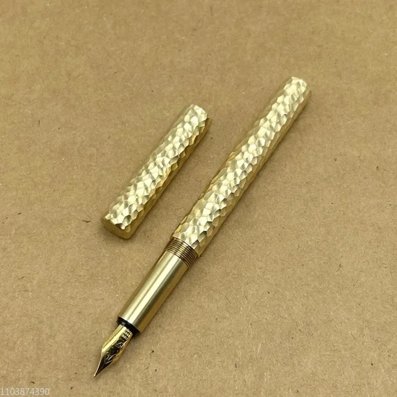 Hand-hammered Design Brass Fountain Pen Handmade Gold/Silver Blade Schmidt  EF/F 0.38/0.5mm Nib Smooth Writing Office New Gift