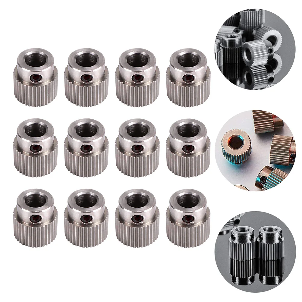 15Pcs 3D Printer Extruder Wheel 36 Teeth Stainless Steel Feeding Gear High Performance Drive Wheel Replacement Part