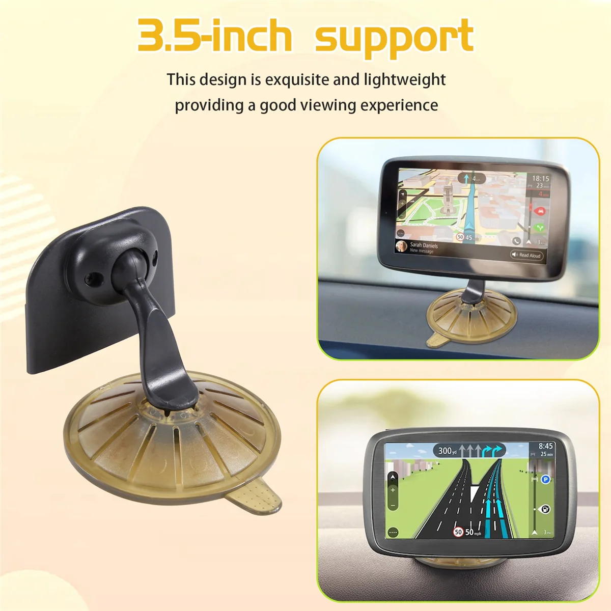 

#91T Automotive Parts & Accessories,3.5 " Suction Cup Base Support GPS Navigation Holder for TomTom One V2 V3,Yellow & black