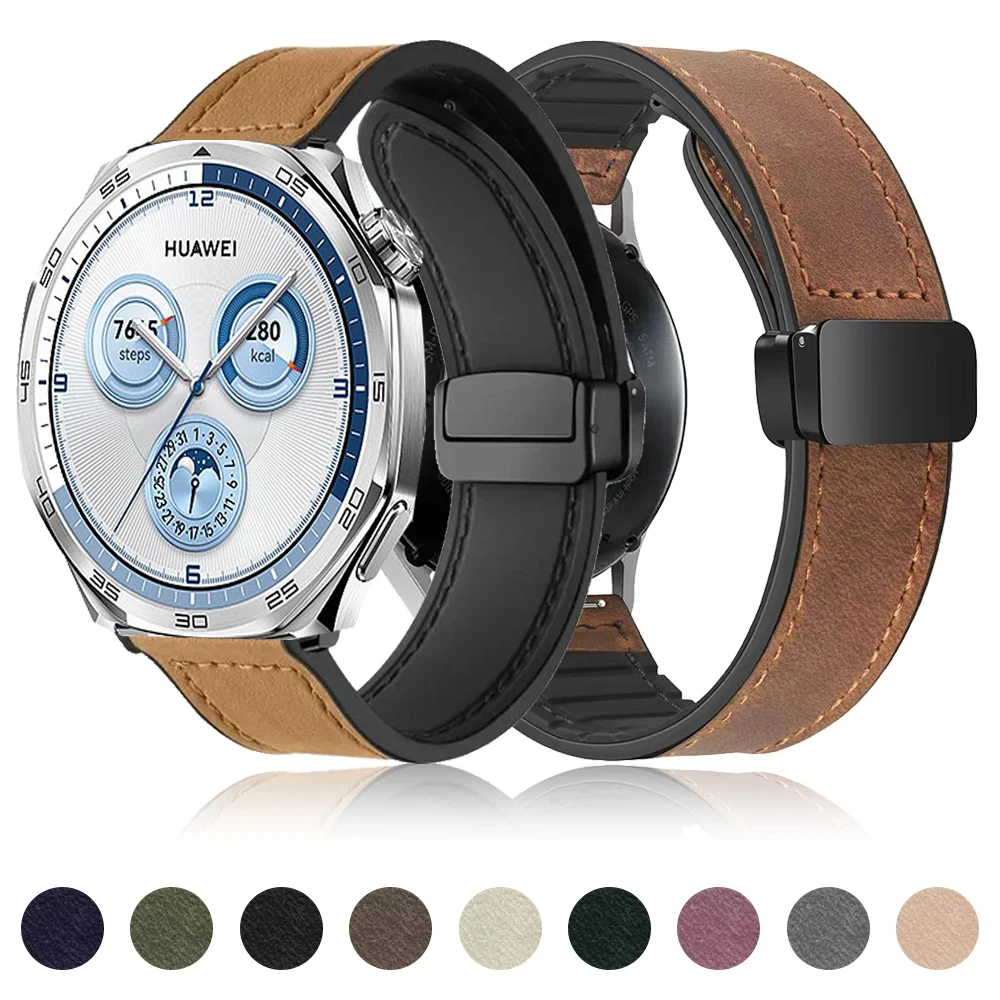 

Leather Silicone Strap for Huawei Watch GT 5 46mm Band Wristband Bracelet for Huawei GT 5 46mm SmartWatch 20mm 22mm Strap