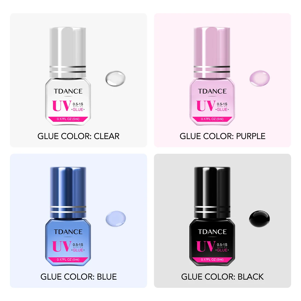 TDANCE UV-Klebezubehör, 0,5 S-1 S, schnell trocknend, transparent, schwarz, lila, blau, UV-Klebstoff, Make-up-Werkzeug, stärkster, schnellster Kleber – Detail 2