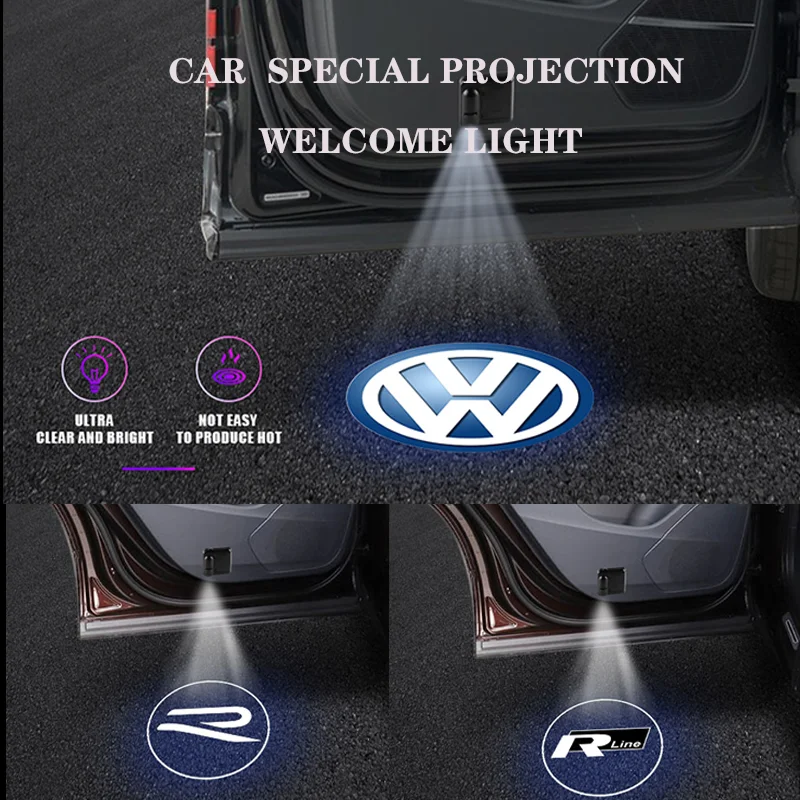 Car HD Projector Lamp Car Door Wireless Welcome Light LED Decoration accessories For Volkswagen Golf Motion GTI MK5 MK6 Polo MK7